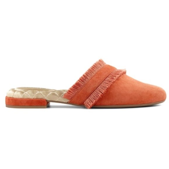 Birdies Ani Slide Coral Fringed Mule Flat - Picture 3 of 11